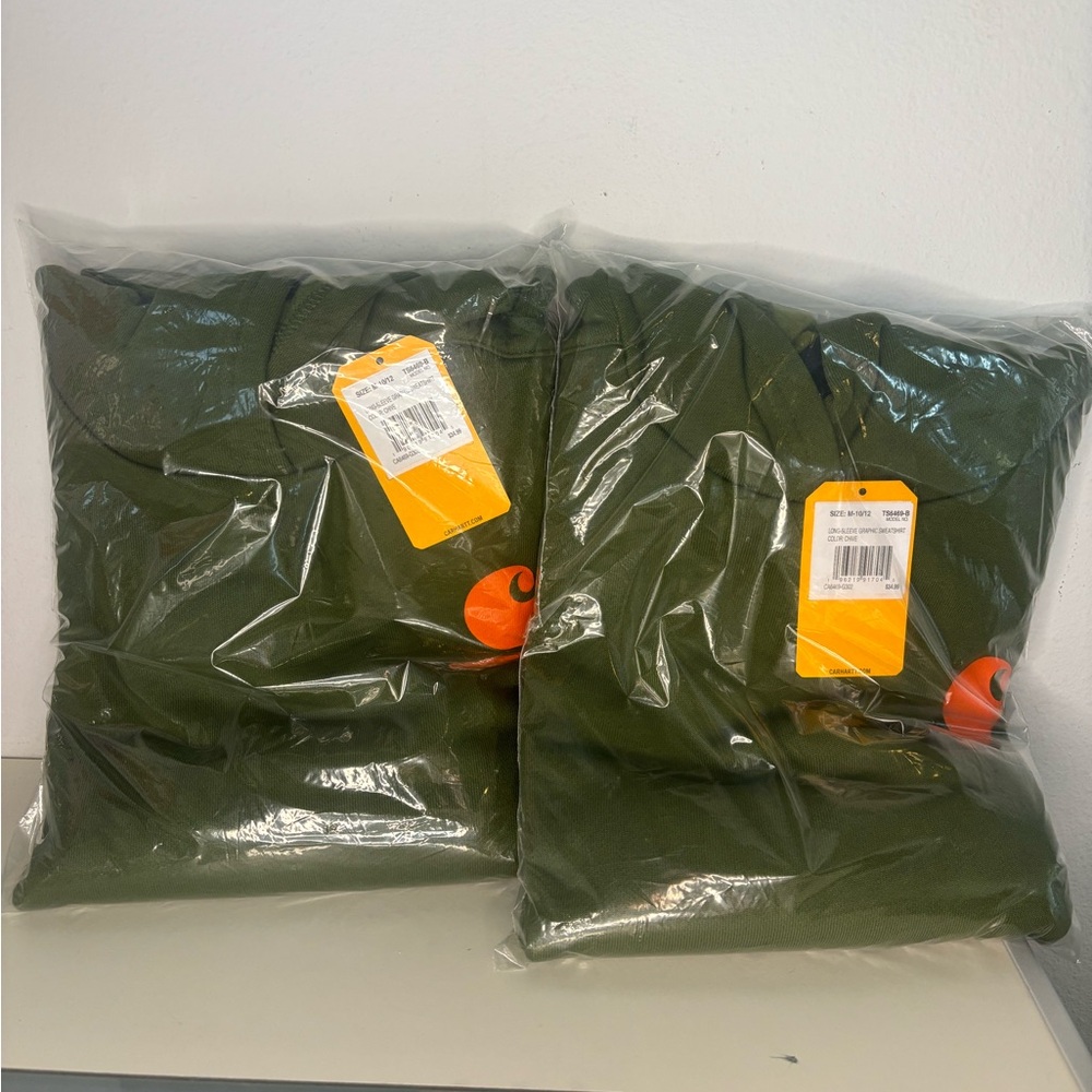 CARHARTT *NWT BUNDLE* KIDS OLIVE GREEN LONG SLEEVE CLASSIC SWEATSHIRT SZ M 10/12